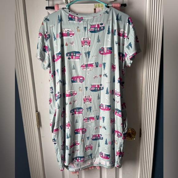 Joyspun blue moo moo night dress with campers size small-medium #2237 - Picture 6 of 9